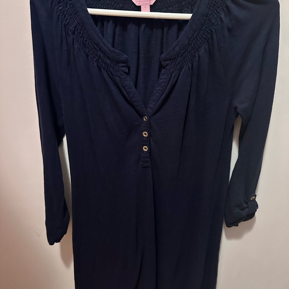 Lilly Pulitzer Navy Blouse with Button Accents